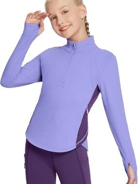 Baleaf Girls Lavender and Purple Half-Zip Athletic Top